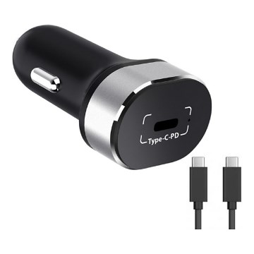 Winner Group - Carregador de carro 1xUSB-C Power Delivery 20W + cabo USB USB-C / USB-C 1 m preto