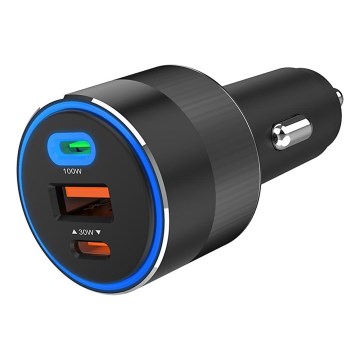 Winner Group - Carregador de carro 2xUSB-C + 1xUSB-A Power Delivery 130W preto