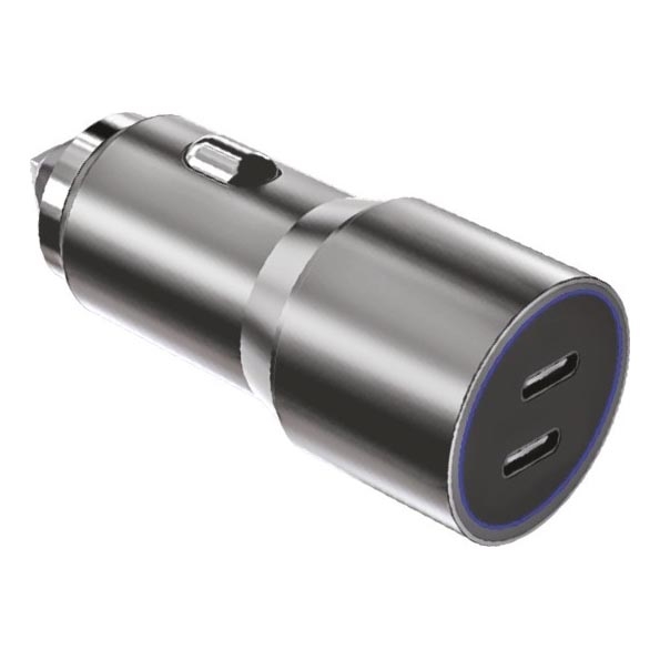 Winner Group - Carregador de carro 2xUSB-C Power Delivery 60W prateado