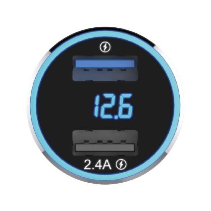 Winner Group - Carregador de carro com ecrã 2xUSB-A Power Delivery 30W preto