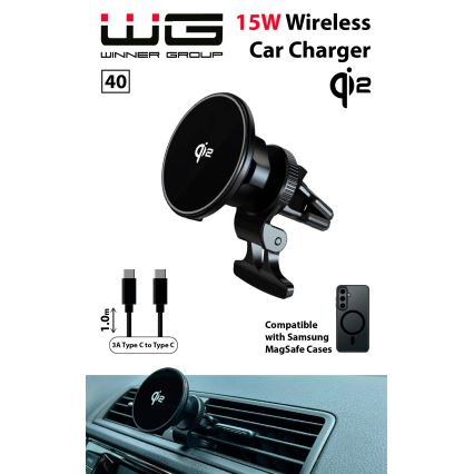 Winner Group - Carregador sem fios e suporte para carro 15W Qi2 MagSafe