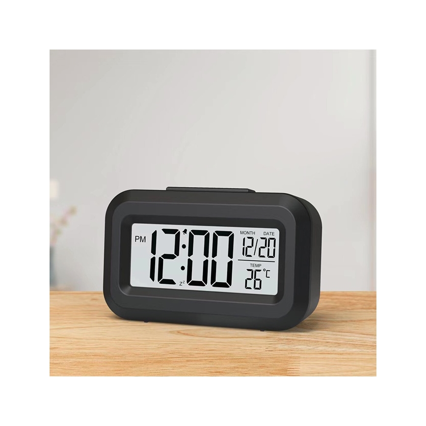 Winner Group - Despertador com visor LCD e termómetro 2xAAA preto