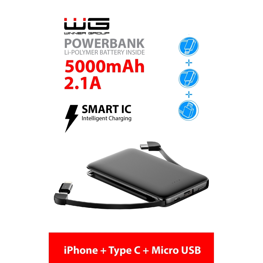 Winner Group - Power Bank 5000 mAh preto