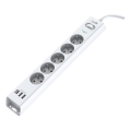 Winner Group - Protetor contra sobretensões 5 tomadas + 2x USB-A + 1x USB-C branco