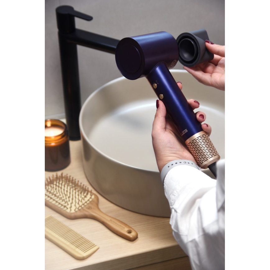 Winner Group - Secador de cabelo com ionizador Elegance Air 1600W/230V azul SCHUKO