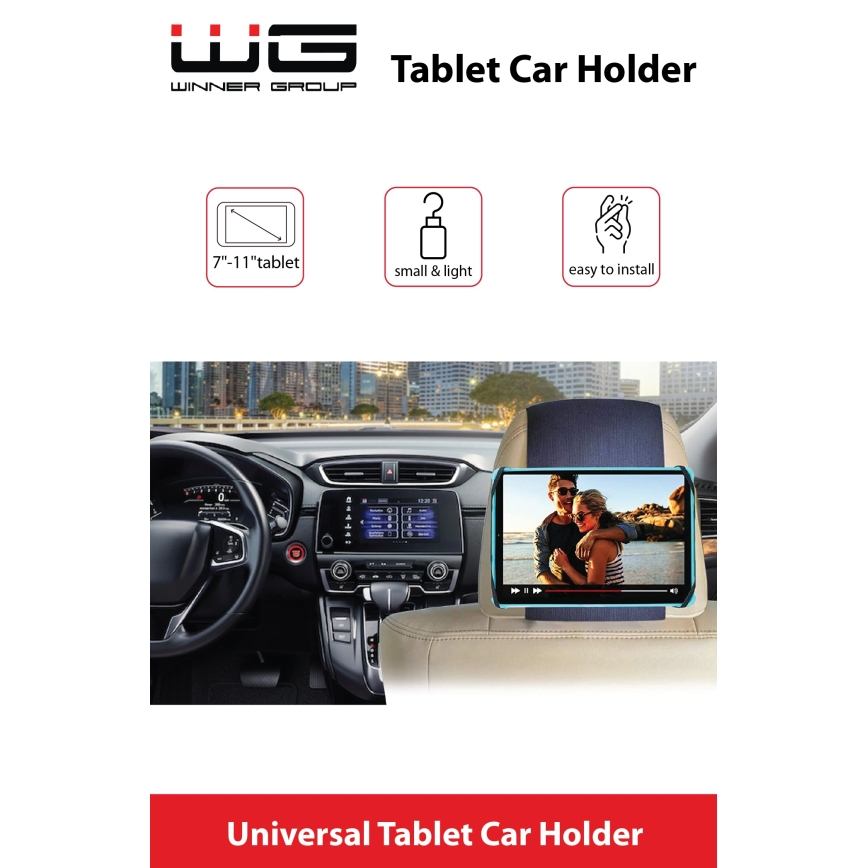 Winner Group - Suporte para tablet com velcro para automóvel preto