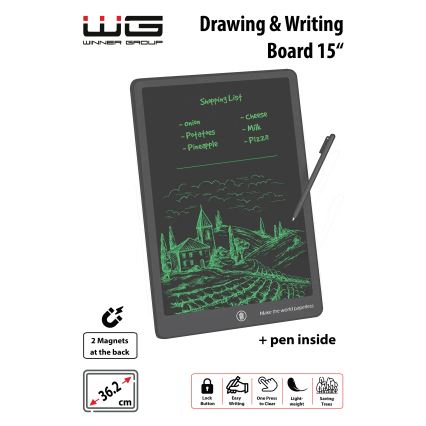 Winner Group - Tablet de desenho digital 15 1xCR2032 preto