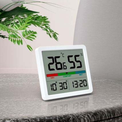 Winner Group - Termómetro digital com visor LCD e medidor de humidade 2xCR2032 branco