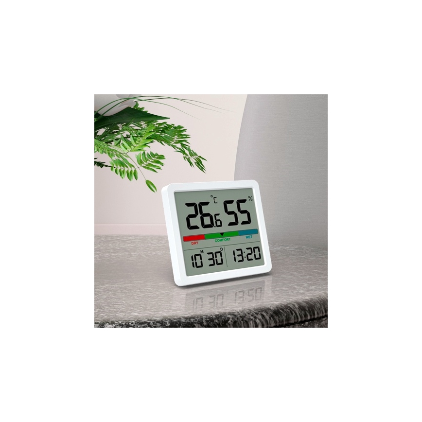 Winner Group - Termómetro digital com visor LCD e medidor de humidade 2xCR2032 branco