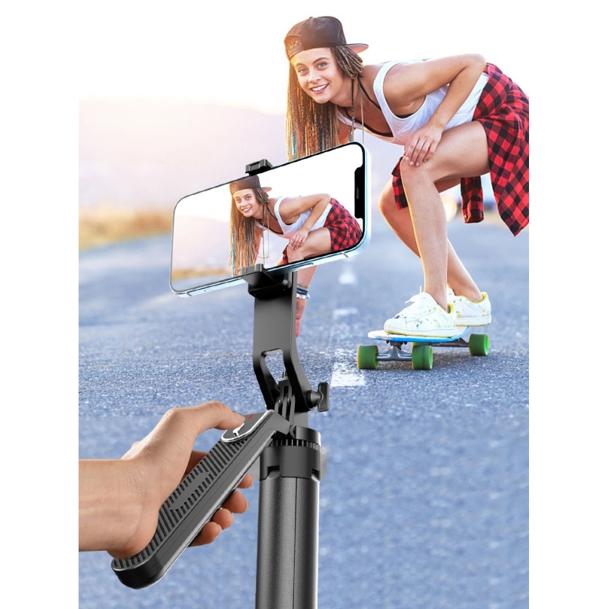 Winner Group - Tripé para selfies 3em1 com um suporte 55 mAh 180 cm preto