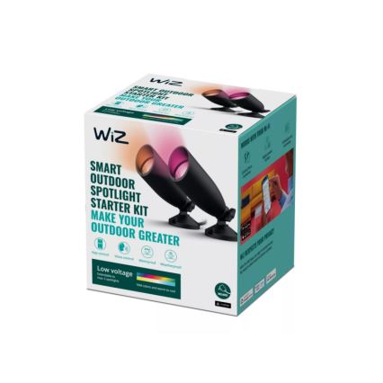 WiZ -CONJUNTO 2x LED RGBW Iluminação exterior com regulação SPOT LED/10W/230V 2700-5000K IP65 Wi-Fi