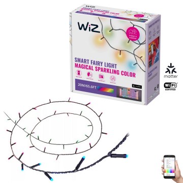 WiZ - Corrente LED RGBW regulável para exterior 160xLED 20m IP44 2700-5000K Wi-Fi