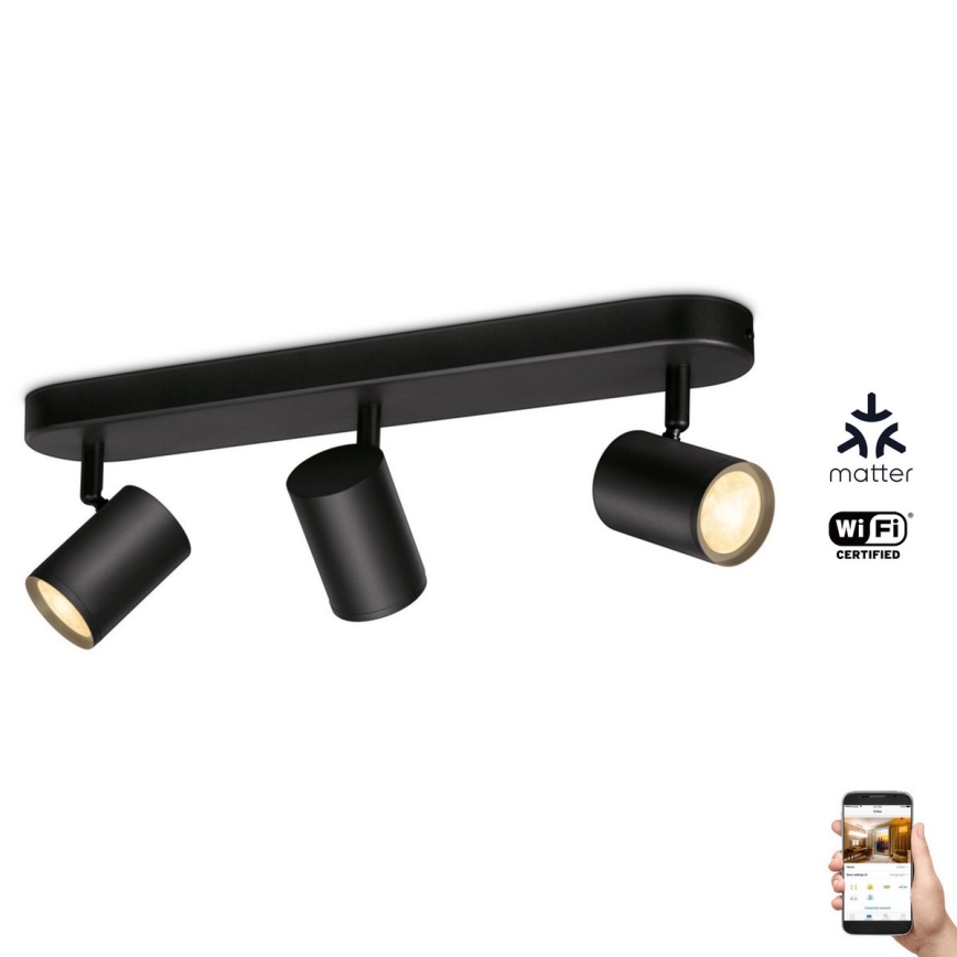 WiZ - Foco LED regulável IMAGEO 3xGU10/4,9W/230V 2700-6500K Wi-Fi CRI 90 preto