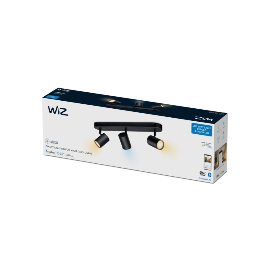 WiZ - Foco LED regulável IMAGEO 3xGU10/4,9W/230V 2700-6500K Wi-Fi CRI 90 preto