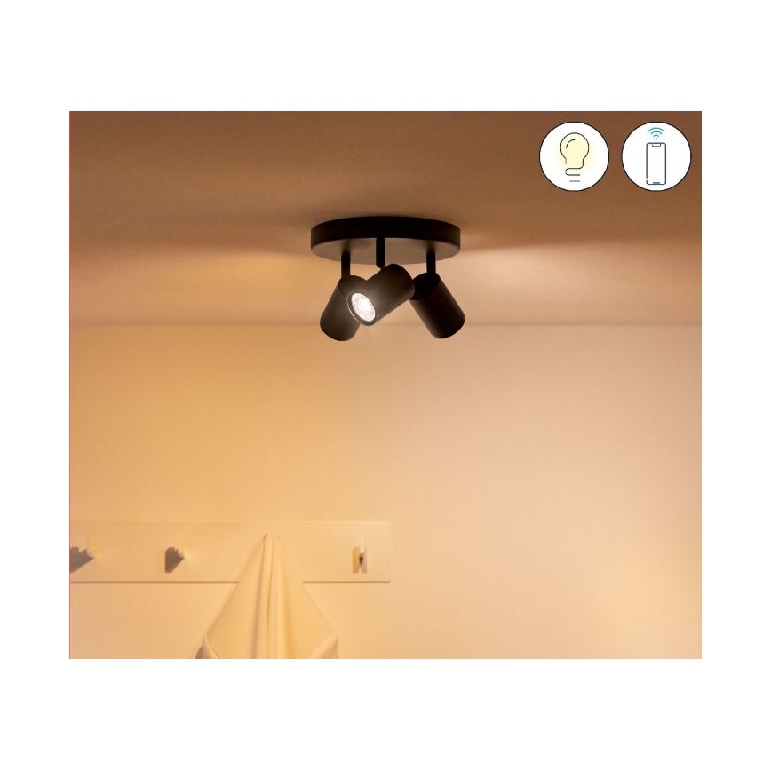 WiZ - Foco LED RGBW com regulação IMAGEO 3xGU10/4,9W/230V 2200-6500K Wi-Fi CRI 90 preto