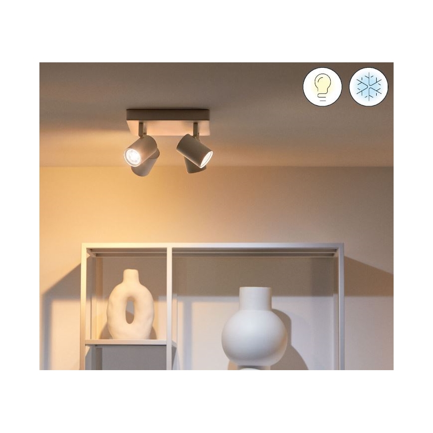 WiZ - Foco LED RGBW com regulação IMAGEO 4xGU10/4,9W/230V 2200-6500K Wi-Fi CRI 90 branco