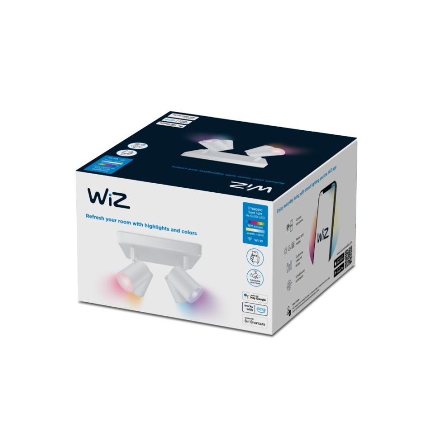 WiZ - Foco LED RGBW com regulação IMAGEO 4xGU10/4,9W/230V 2200-6500K Wi-Fi CRI 90 branco