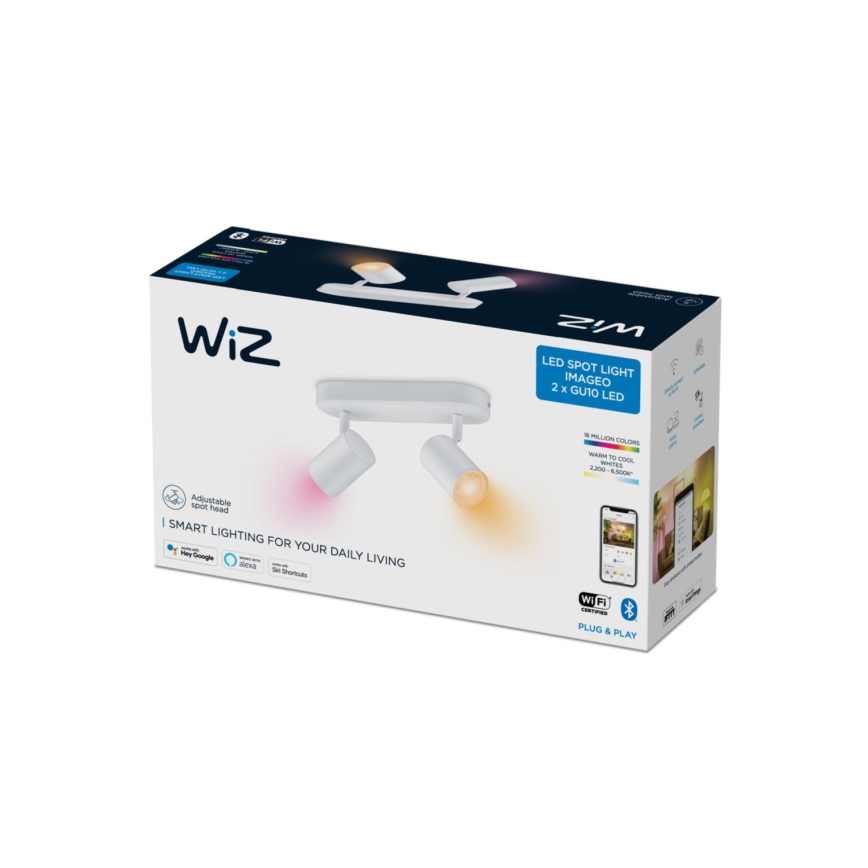 WiZ - Foco LED RGBW regulável IMAGEO 2xGU10/4,9W/230V 2200-6500K Wi-Fi CRI 90 branco
