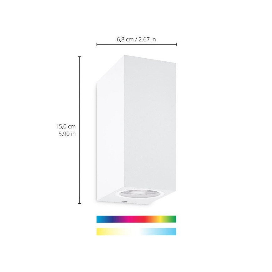 WiZ - Iluminação de parede LED RGBW com regulação UP&DOWN 2xGU10/4,7W/230V 2200-6500K Wi-Fi CRI 90 branco