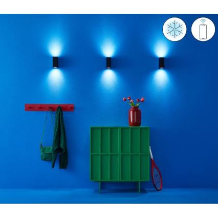 WiZ - Iluminação de parede LED RGBW com regulação UP&DOWN 2xGU10/4,7W/230V 2200-6500K Wi-Fi CRI 90 preto
