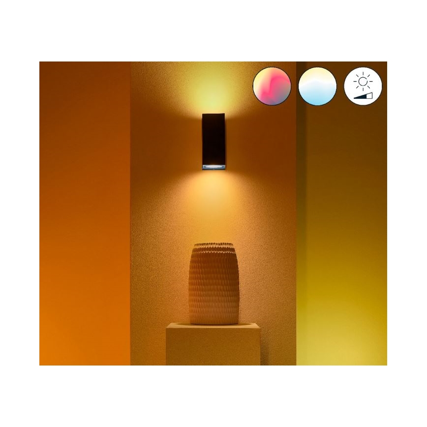 WiZ - Iluminação de parede LED RGBW com regulação UP&DOWN 2xGU10/4,7W/230V 2200-6500K Wi-Fi CRI 90 preto