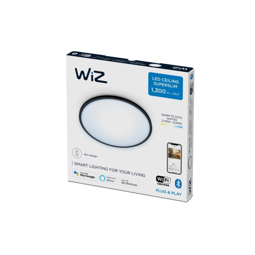 WiZ - Iluminação de teto LED com regulação do fluxo luminoso SUPERSLIM LED/14W/230V 2700-6500K Wi-Fi preta