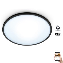 WiZ - Iluminação de teto LED com regulação do fluxo luminoso SUPERSLIM LED/14W/230V 2700-6500K Wi-Fi preta