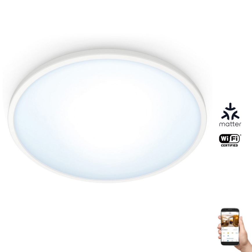 WiZ - Iluminação de teto LED com regulação do fluxo luminoso SUPERSLIM LED/16W/230V 2700-6500K Wi-Fi branco