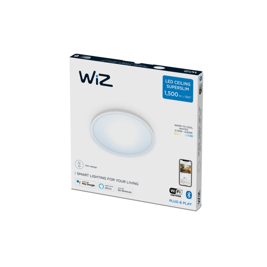 WiZ - Iluminação de teto LED com regulação do fluxo luminoso SUPERSLIM LED/16W/230V 2700-6500K Wi-Fi branco