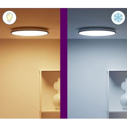 WiZ - Iluminação de teto LED RGBW com regulação RUNE LED/21W/230V 2200-6500K Wi-Fi preto