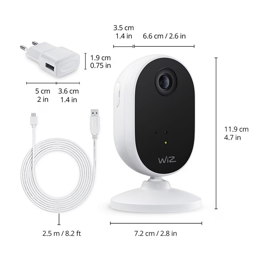 WiZ - Kit de monitoramento doméstico: 1x câmera + 3x lâmpadas LED RGB A60 E27/8,5W/230V Wi-Fi