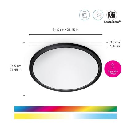 WiZ - Luminária de teto LED RGB dimável SUPERSLIM LED/32W/230V 2700-6500K Wi-Fi preta