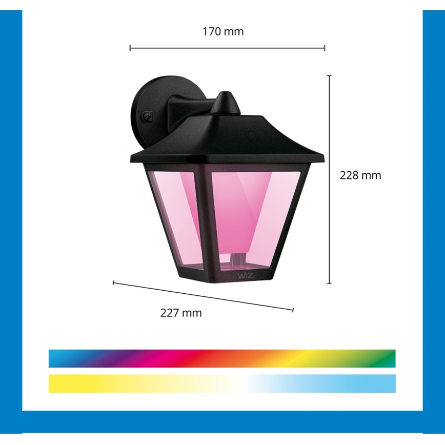 WiZ - LED RGBW Iluminação de parede exterior com regulação LED/9,5W/230V 2700-5000K IP44 Wi-Fi