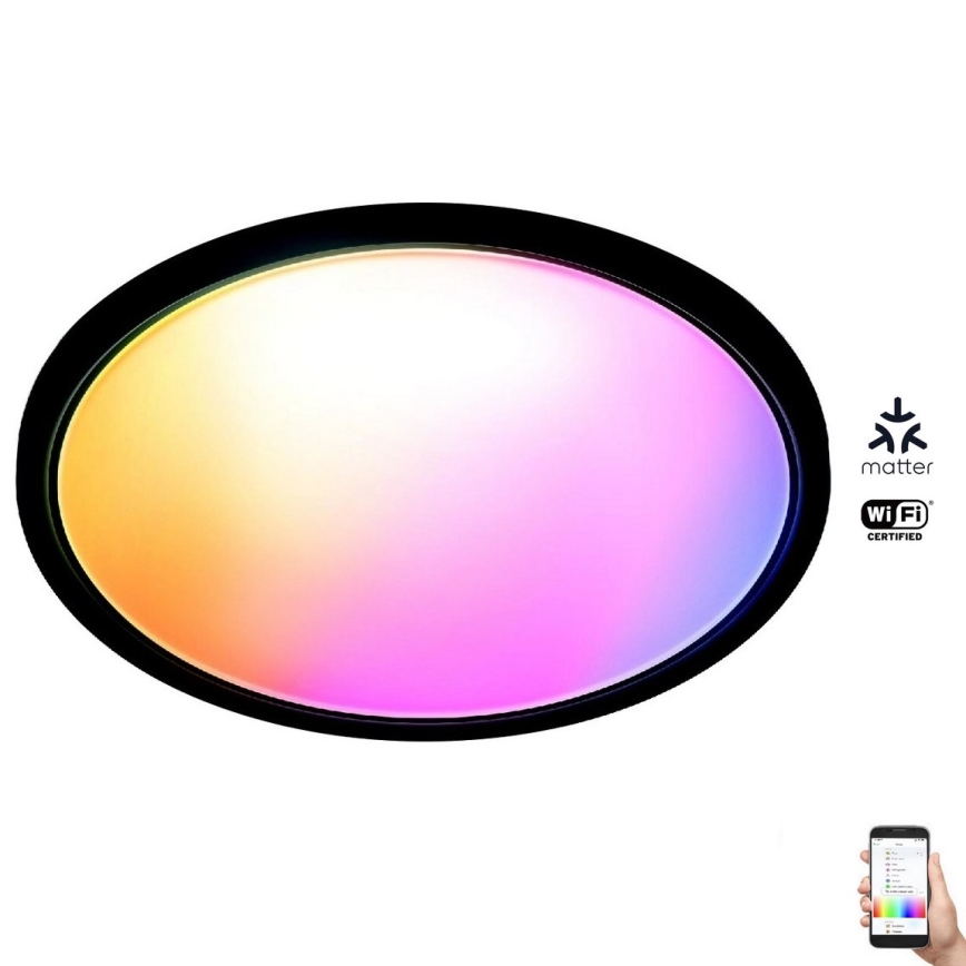 WiZ - Luminária de teto LED RGB dimável SUPERSLIM LED/32W/230V 2700-6500K Wi-Fi preta