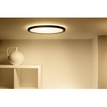 WiZ - Luminária de teto LED RGB dimável SUPERSLIM LED/22W/230V 2700-6500K Wi-Fi preta