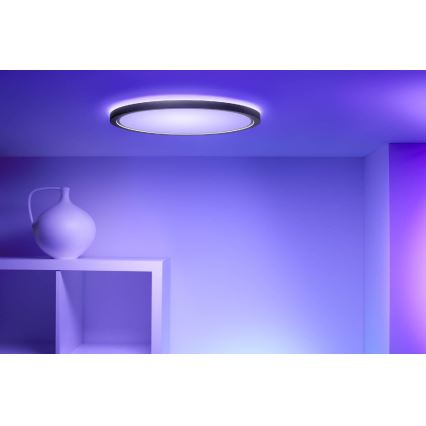 WiZ - Luminária de teto LED RGB dimável SUPERSLIM LED/22W/230V 2700-6500K Wi-Fi preta