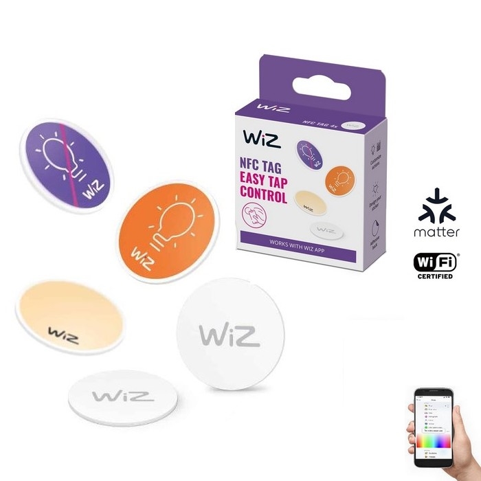WiZ - NFC Auto-adesivo tag para controlar a iluminação 4 pçs