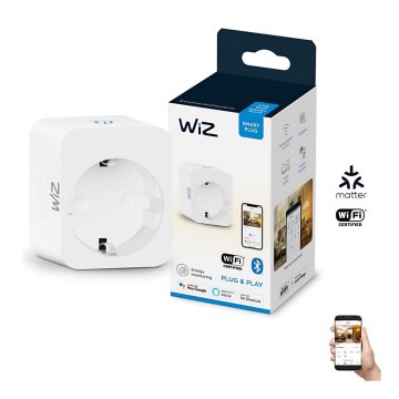 WiZ - Tomada inteligente F 2300W + powermeter Wi-Fi SCHUKO