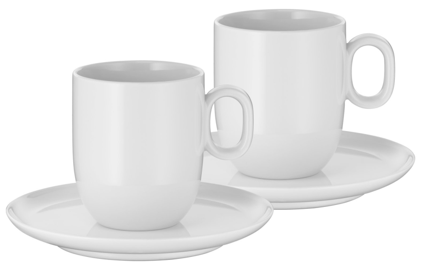 WMF - CONJUNTO 2x Chávena para café creme com pires BARISTA 170 ml branco