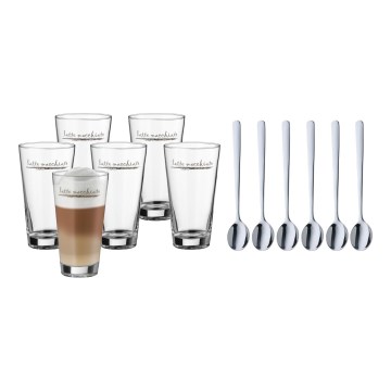 WMF - Conjunto de copos e colheres para latte macchiato CLEVER & MORE 6 peças