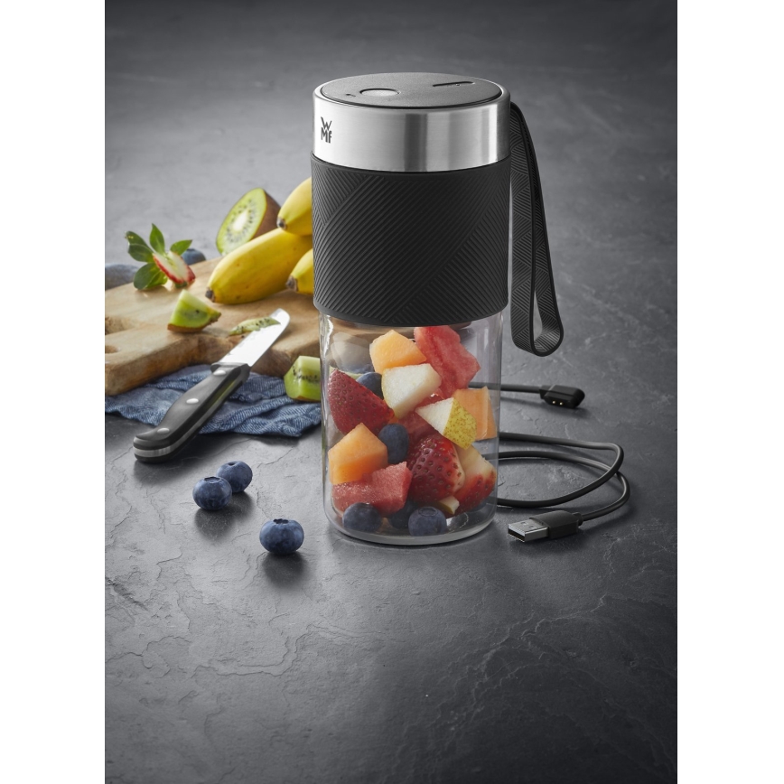 WMF - Liquidificador portátil para smoothies KITCHENminis, 50 W / 7,4 V, 1200 mAh, aço inoxidável