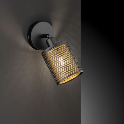 Wofi 12106 - Foco de parede CHEVAL 1xE14/28W/230V preto/dourado