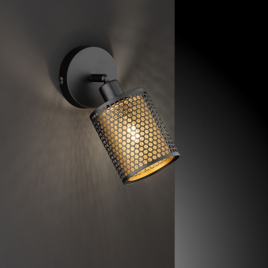 Wofi 12106 - Foco de parede CHEVAL 1xE14/28W/230V preto/dourado