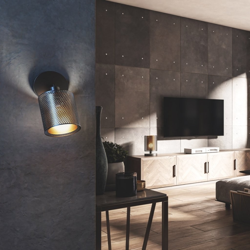 Wofi 12106 - Foco de parede CHEVAL 1xE14/28W/230V preto/dourado