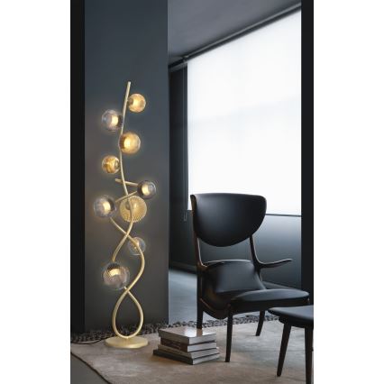 Wofi 3015-904 - Candeeiro de chão LED METZ 9xG9/3,5W/230V dourada/cinzento