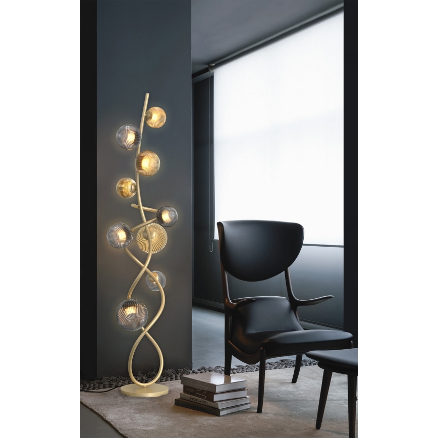 Wofi 3015-904 - Candeeiro de chão LED METZ 9xG9/3,5W/230V dourada/cinzento