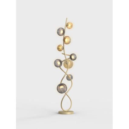 Wofi 3015-904 - Candeeiro de chão LED METZ 9xG9/3,5W/230V dourada/cinzento