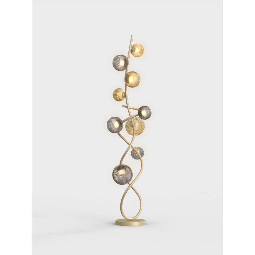 Wofi 3015-904 - Candeeiro de chão LED METZ 9xG9/3,5W/230V dourada/cinzento