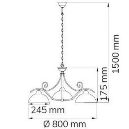 Wofi 5128.03.09.0000 - Candelabro suspenso LACCHINO 3xE27/60W/230V