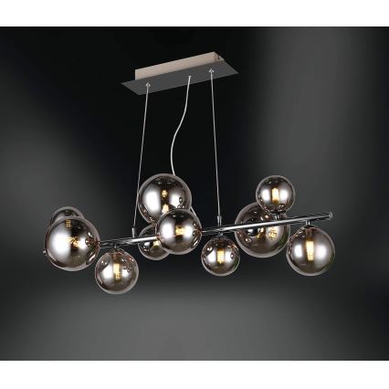 Wofi 6014.10.24.9000 - Lustre LED suspenso VILLA 10xG9/3W/230V preto/cromado brilhante